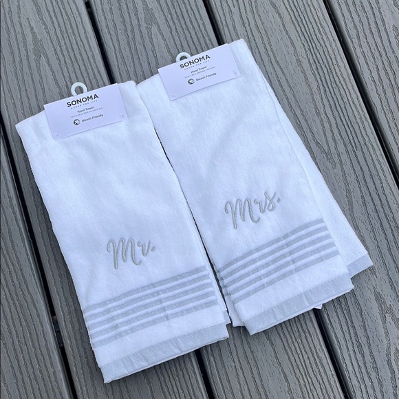 Sonoma White Mr. and Mrs. Towels - Picture 2 of 4